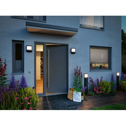 Paulmann 94515 - LED/8,5W IP44 Димируема външна лампа с датчик за движение и за сумрак PADEA 230V антрацит