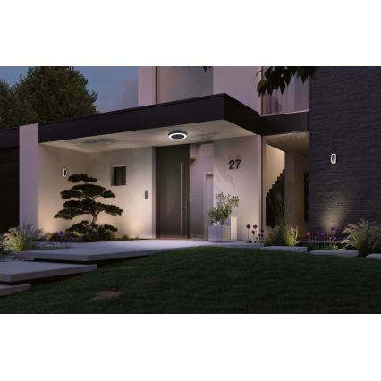 Paulmann 94526 - LED/14W IP44 Екстериорна лампа за таван със сензор CIRCULA 230V