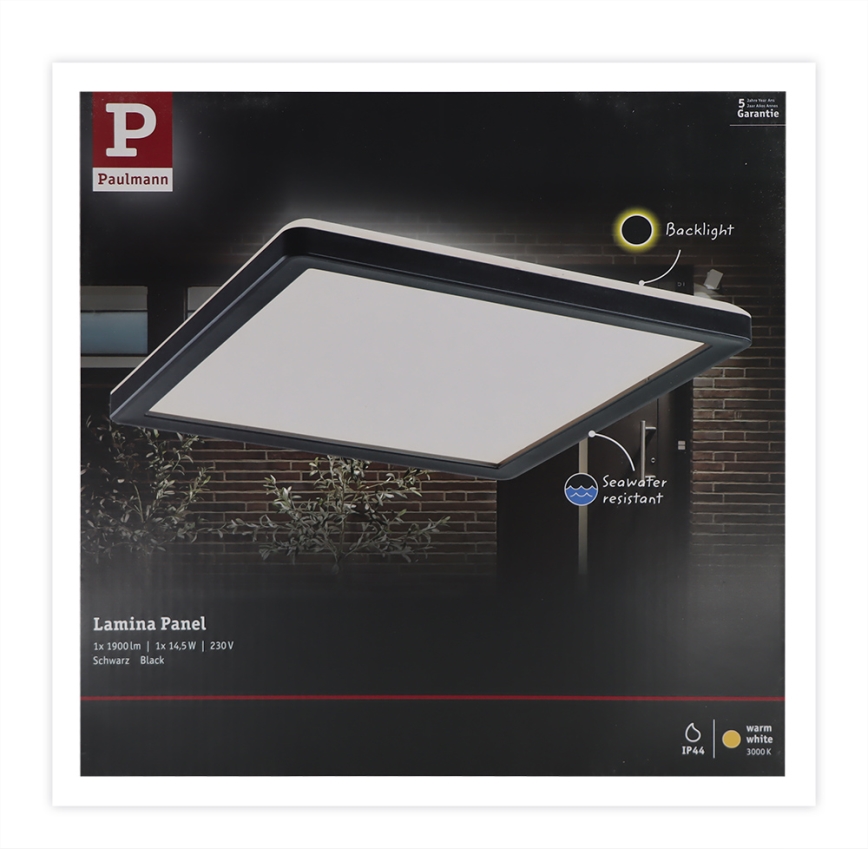 Paulmann 94661 - LED/14,5W IP44 Екстериорна лампа LAMINA 230V черна
