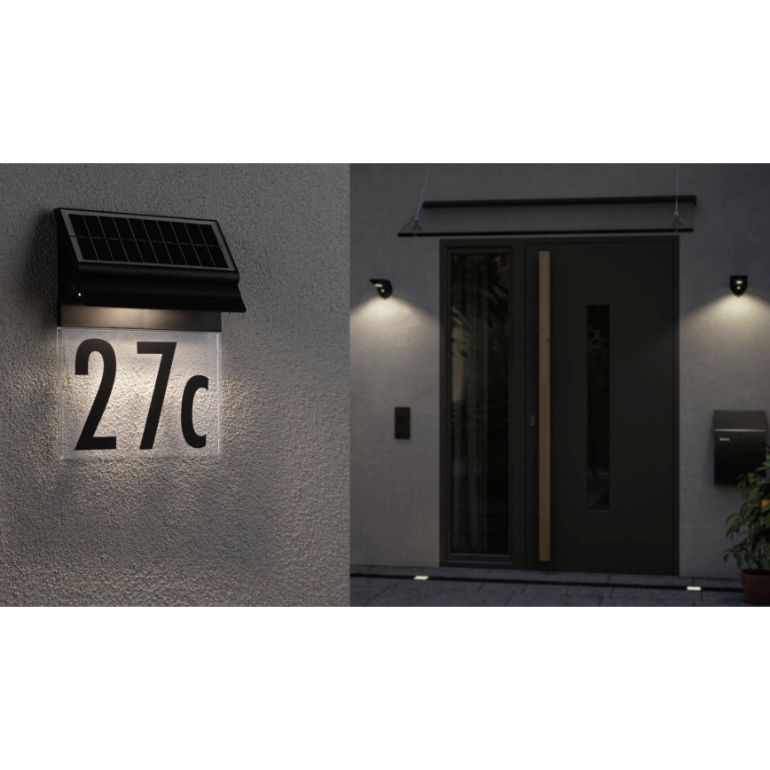 Paulmann 94694 - LED/0,2W IP44 Соларен домашен номер NEDA 3,7V 1800 mAh