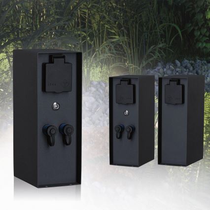 Paulmann 94701 -Екстериорен стълб с контакти със сензор за здрач RIO 2Z SCHUKO 230V IP44