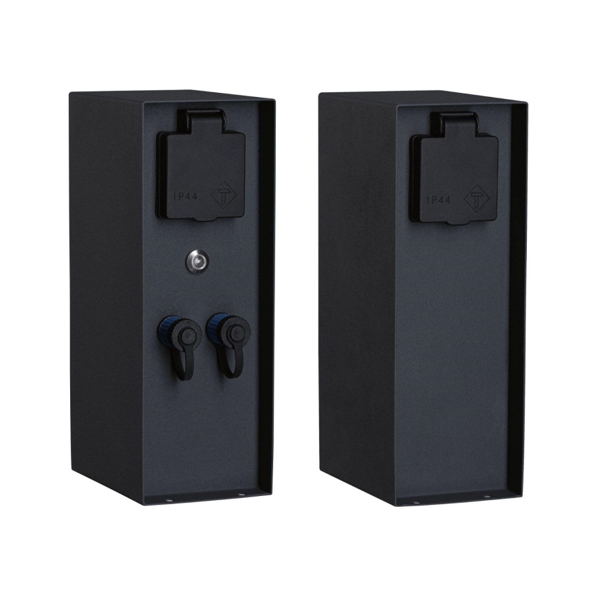 Paulmann 94701 -Екстериорен стълб с контакти със сензор за здрач RIO 2Z SCHUKO 230V IP44
