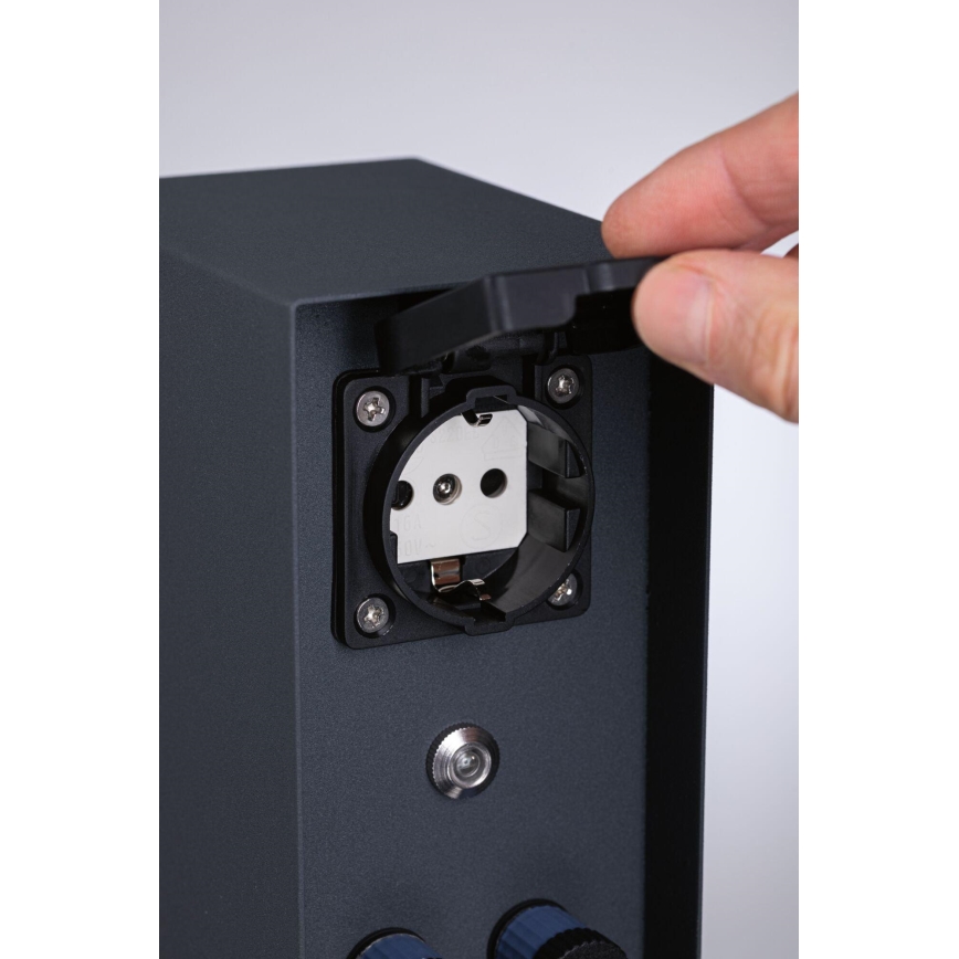 Paulmann 94701 -Екстериорен стълб с контакти със сензор за здрач RIO 2Z SCHUKO 230V IP44
