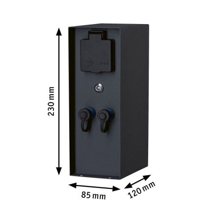 Paulmann 94701 -Екстериорен стълб с контакти със сензор за здрач RIO 2Z SCHUKO 230V IP44
