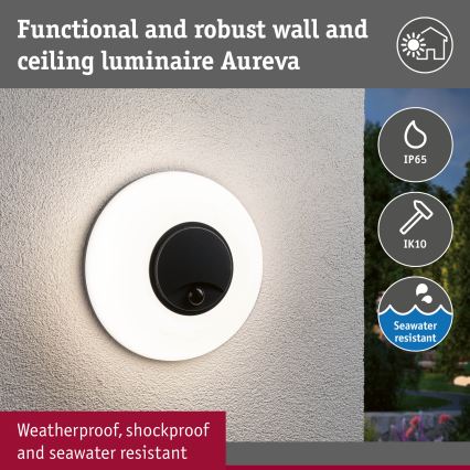 Paulmann 94956 - LED/20,5W IP65 С възможност за димиране външно стенно осветително тяло със сензор за движение и за сумрак AUREVA 230V 2200/3000/4000K антрацит