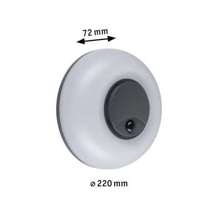 Paulmann 94956 - LED/20,5W IP65 С възможност за димиране външно стенно осветително тяло със сензор за движение и за сумрак AUREVA 230V 2200/3000/4000K антрацит