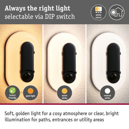 Paulmann 94958 - LED/18,5W IP65 Димируемо външно стеннo осветително тяло с вграден сензор за движение и за здрач ELUNOR 230V 2200/3000/4000K антрацит
