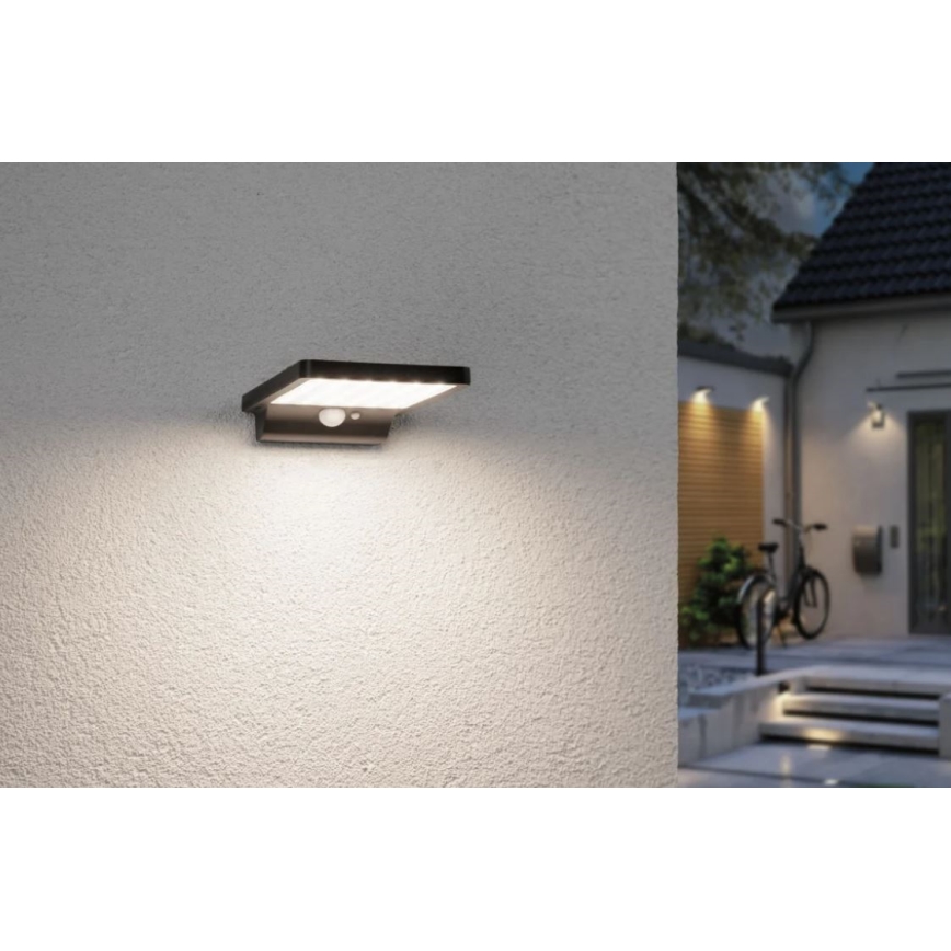 Paulmann 95393 - LED/4W IP44 Регулируемо соларно стенен осветител с сензор SOLVEIG 3,7V 2000 mAh