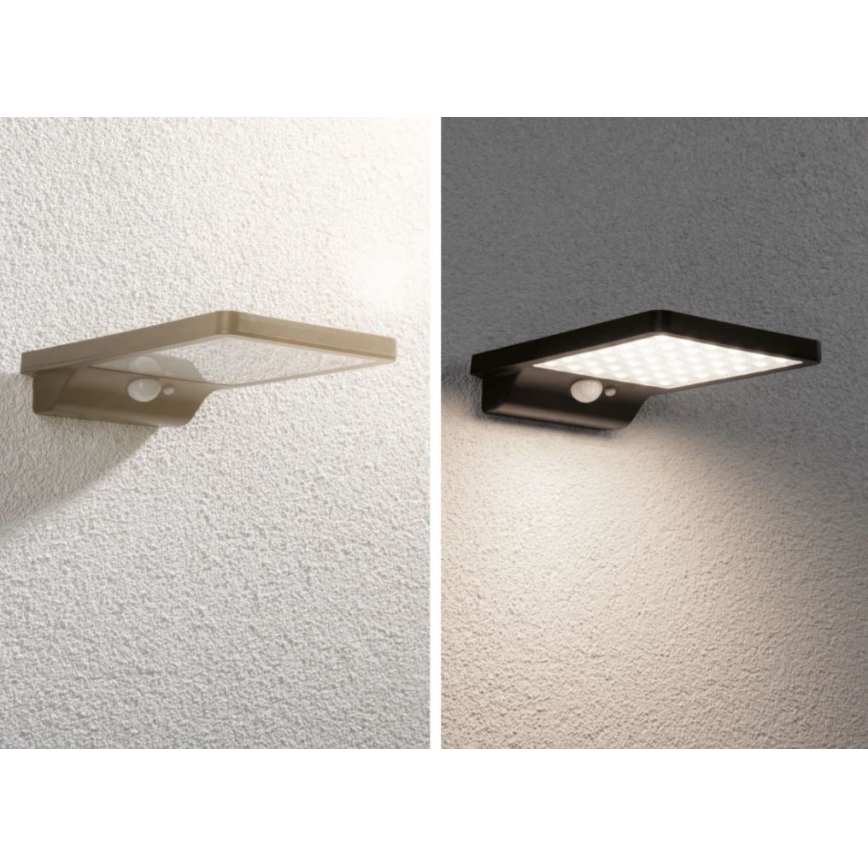 Paulmann 95393 - LED/4W IP44 Регулируемо соларно стенен осветител с сензор SOLVEIG 3,7V 2000 mAh