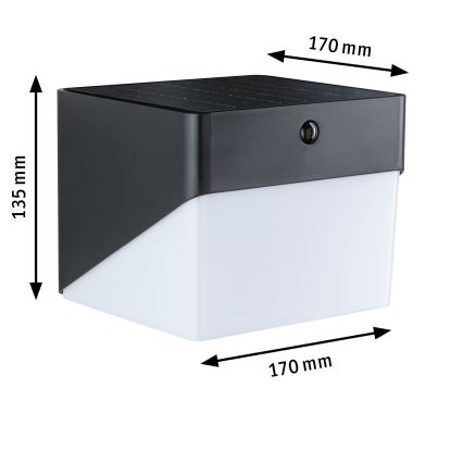 Paulmann 95746 - LED/2,3W IP44 Соларно стенно осветително тяло със сензор EILEEN 3,7/230V 4000 mAh черно