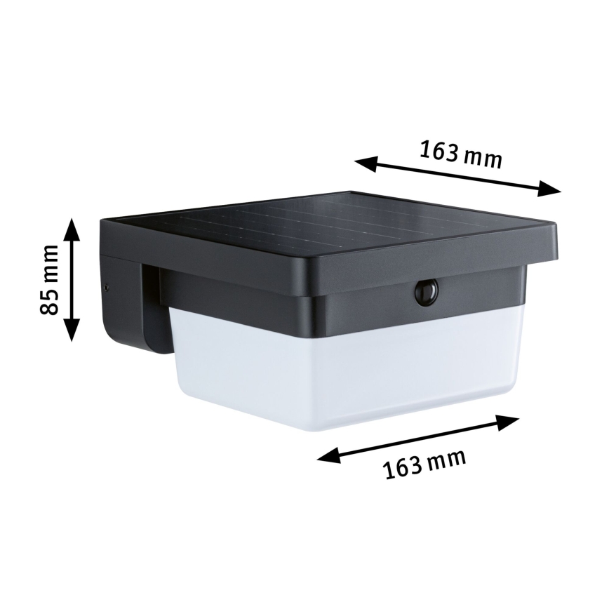 Paulmann 95748 - LED/2,3W IP44 Соларно стенно осветително тяло със сензор ISLEEN 3,7/230V 4000 mAh черно