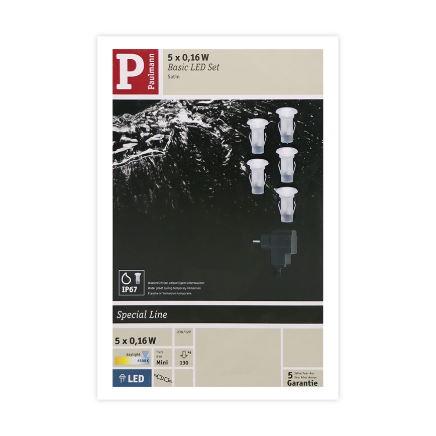 Paulmann 98891 - К-кт 5бр. LED/0,16W IP67 екстериорни лампи за вграждане MICRO 230V
