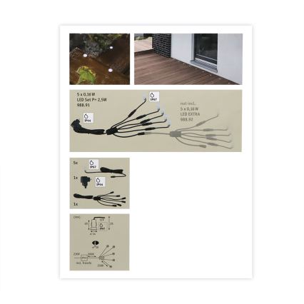 Paulmann 98891 - К-кт 5бр. LED/0,16W IP67 екстериорни лампи за вграждане MICRO 230V