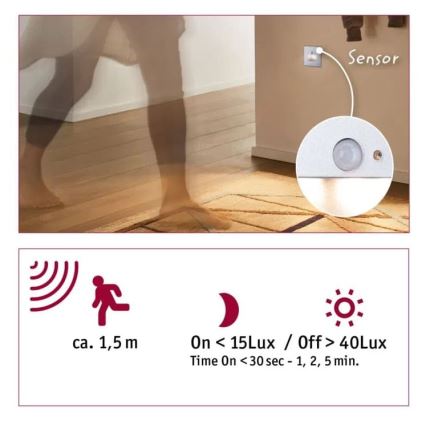Paulmann  93134 - LED/1,2W Лампа за стълбище със сензор EDGE 230V матов хром