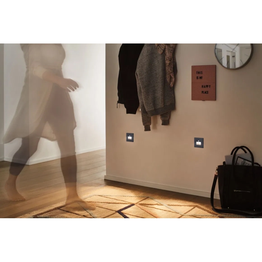 Paulmann  93135 - LED/1,2W Лампа за стълбище със сензор EDGE 230V черен