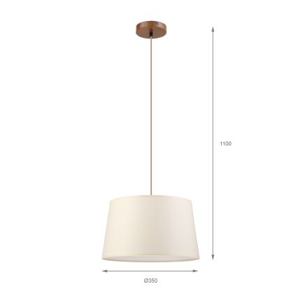 Пендант на кабел AIDA 1xE27/15W/230V Ø 35 cm дъб/кремав