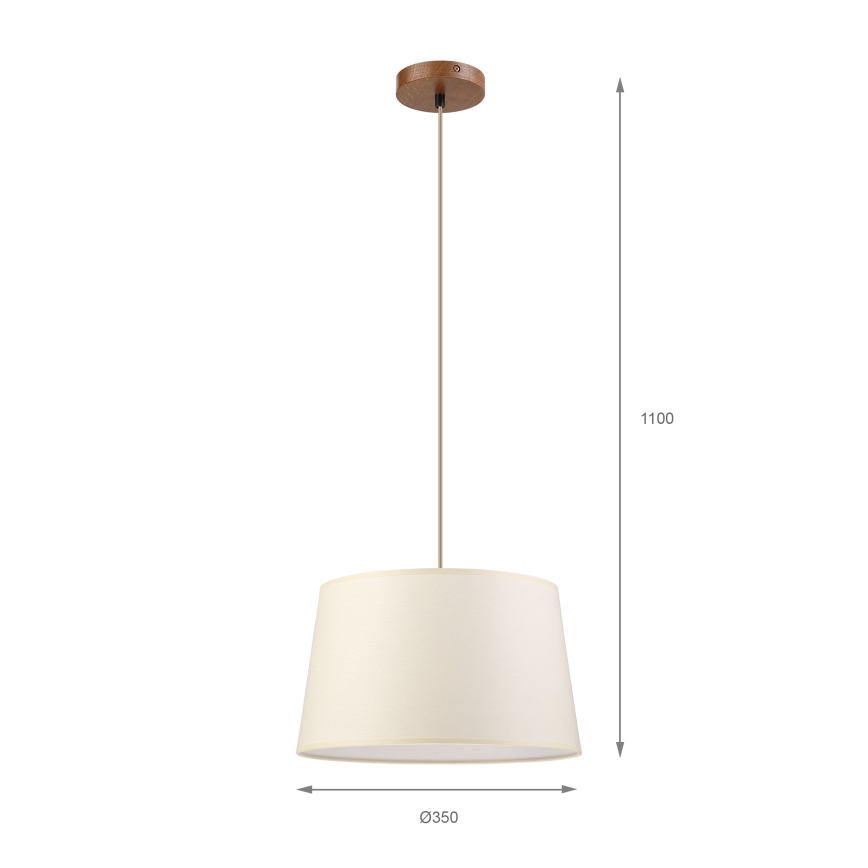Пендант на кабел AIDA 1xE27/15W/230V Ø 35 cm дъб/кремав