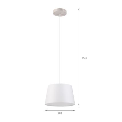 Пендант на кабел AIDA 1xE27/60W/230V Ø 25 см дъб/бял