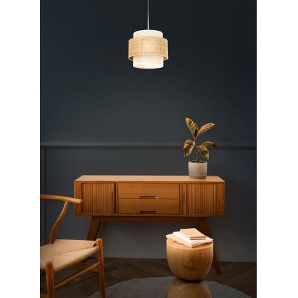 Пендант на кабел BOHO 1xE27/60W/230V Ø 20 см джут/кремав