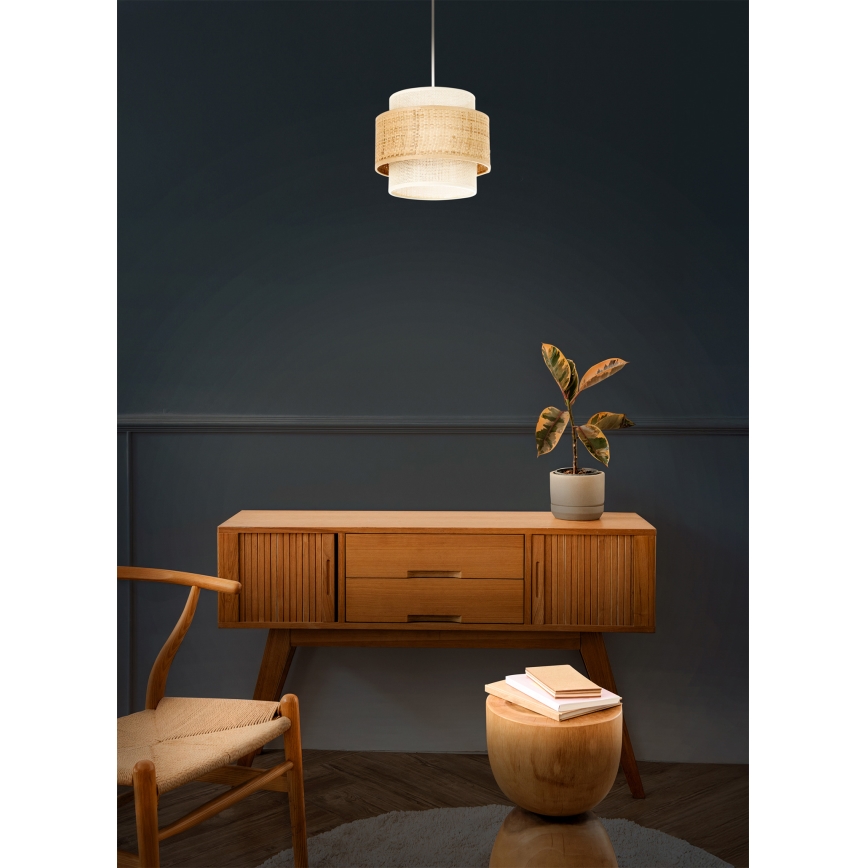 Пендант на кабел BOHO 1xE27/60W/230V Ø 20 см джут/кремав