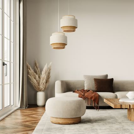 Пендант на кабел BOHO 2xE27/60W/230V бял/юта