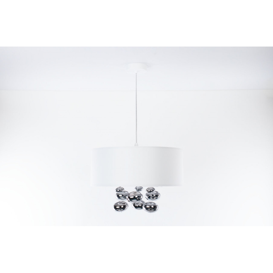 Пендант на кабел BUBBLE 1xE27/60W/230V Ø 50 см, бял