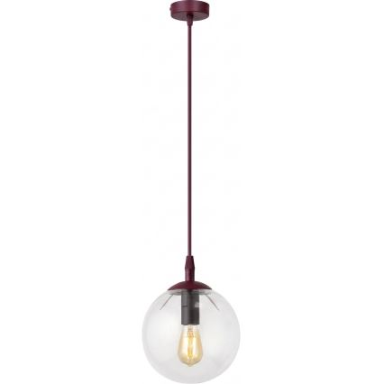 Пендант на кабел COSMO 1xE14/10W/230V, диаметър 14 см, червен/прозрачен