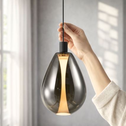 Пендант на кабел DENSO 1xG9/5W/230V, Ø 20 cm, черен хром