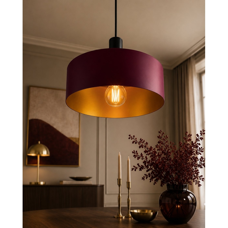 Пендант на кабел HAKI 1xE27/60W/230V бордо/черно