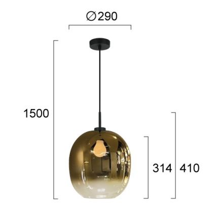 Пендант на кабел MIRROR 1xE27/14W/230V опушено злато