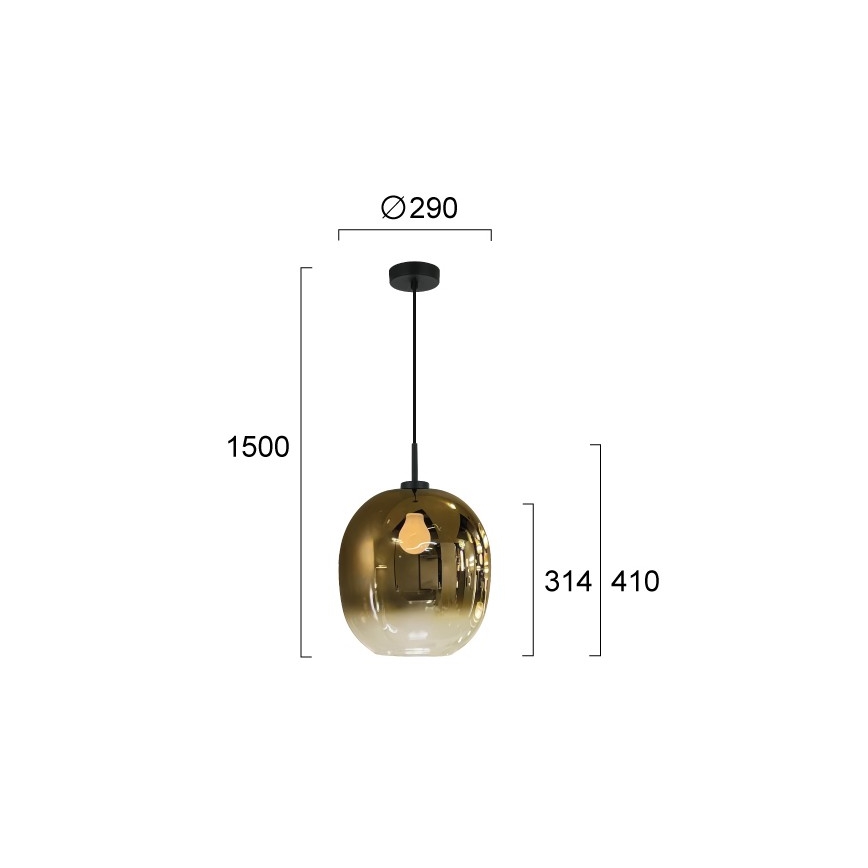Пендант на кабел MIRROR 1xE27/14W/230V опушено злато