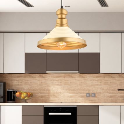 Пендант на кабел MONZA 1xE27/40W/230V Ø 30 см кремав/златист