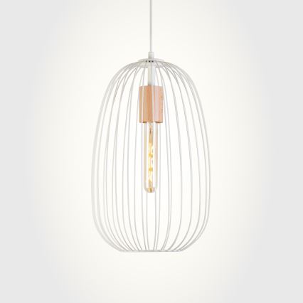 Пендант на кабел OVELLA 1xE27/15W/230V Ø 25 см кремав/бор