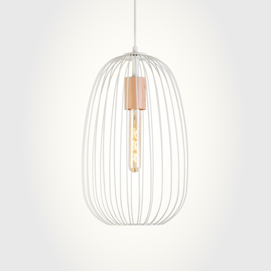 Пендант на кабел OVELLA 1xE27/15W/230V Ø 25 см кремав/бор