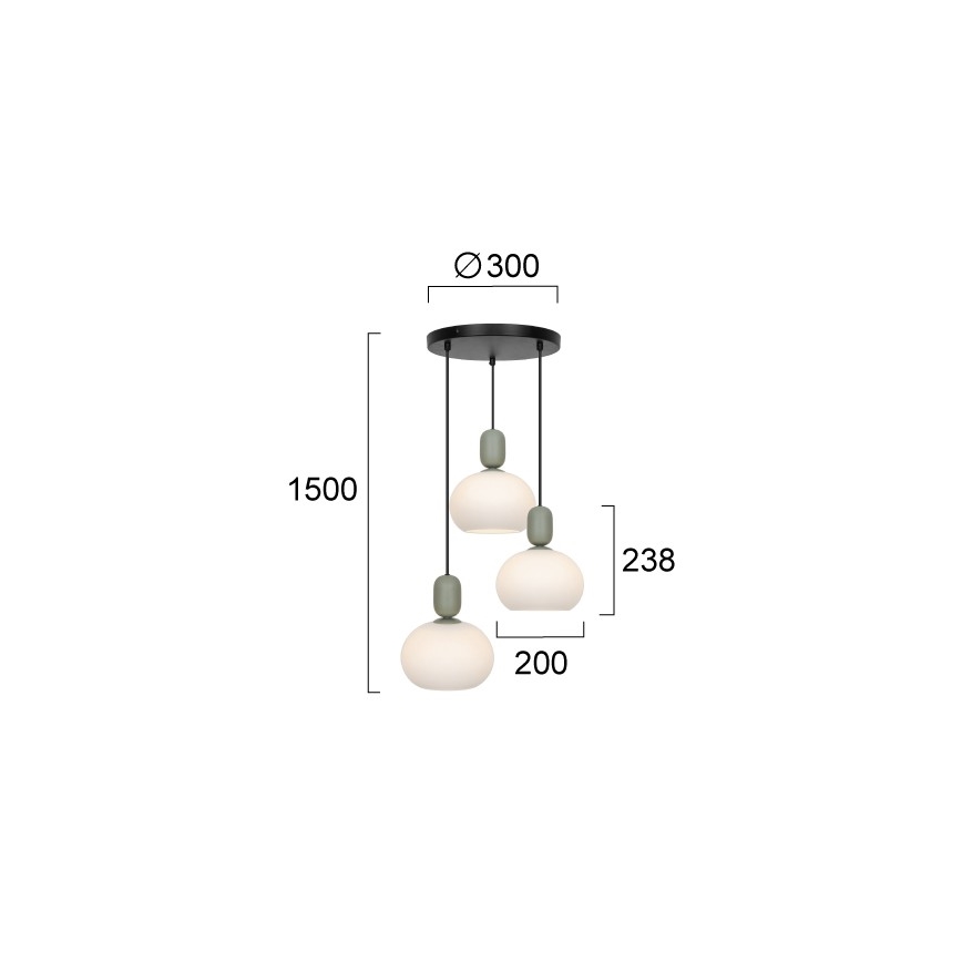 Пендант на кабел VALISIA 3xE27/40W/230V черен/оливков