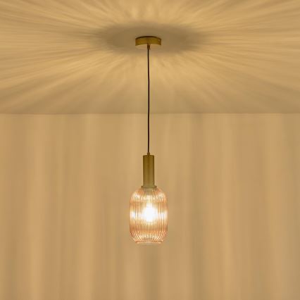 Пендел 1xE27/15W/230V кафяв Ø 13 см
