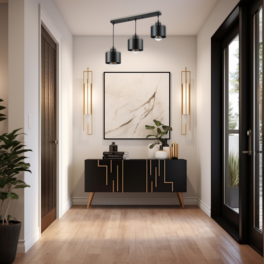 Пендел 3xE27/35W/230V черен