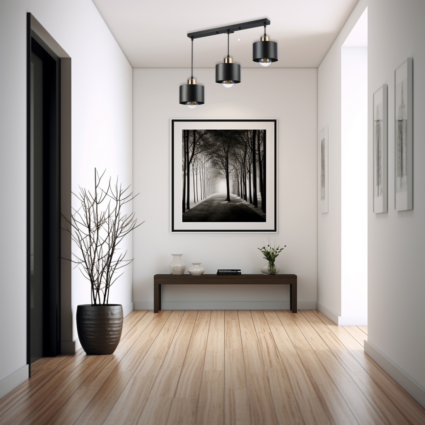 Пендел 3xE27/35W/230V черен/златист