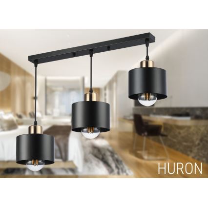 Пендел 3xE27/35W/230V черен/златист