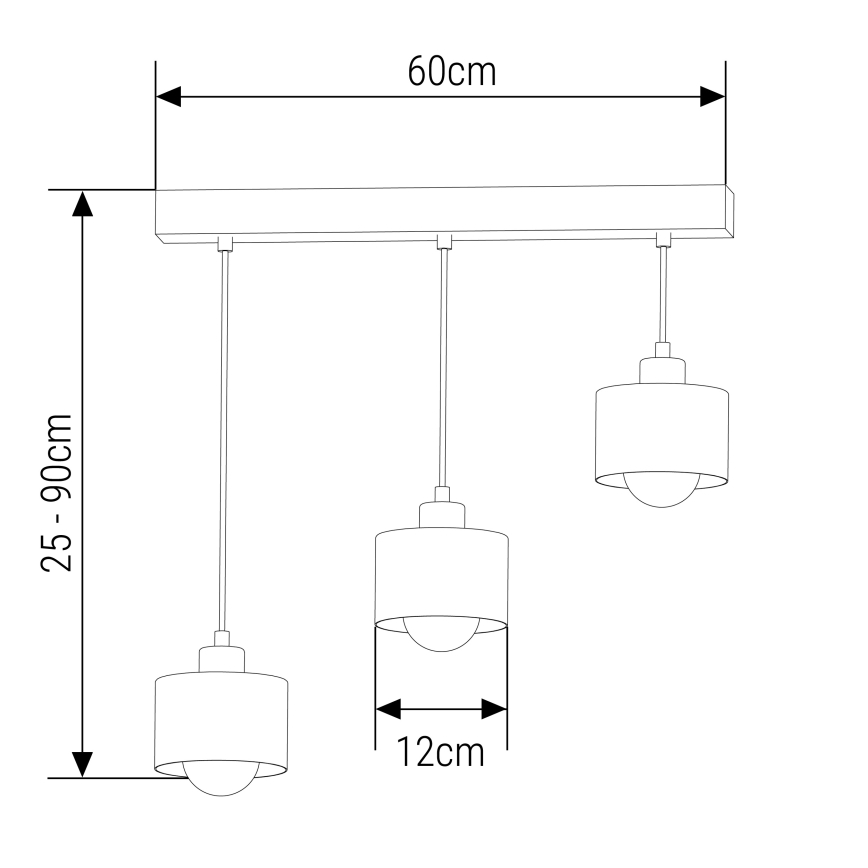 Пендел 3xE27/35W/230V черен/златист