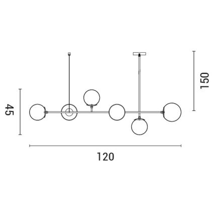 Пендел 6xE27/10W/230V златист