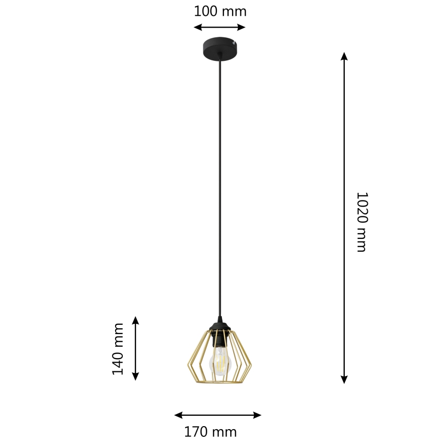Пендел AGAT 1xE27/15W/230V златист/черен