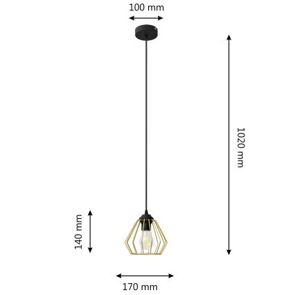 Пендел AGAT 1xE27/15W/230V златист/черен
