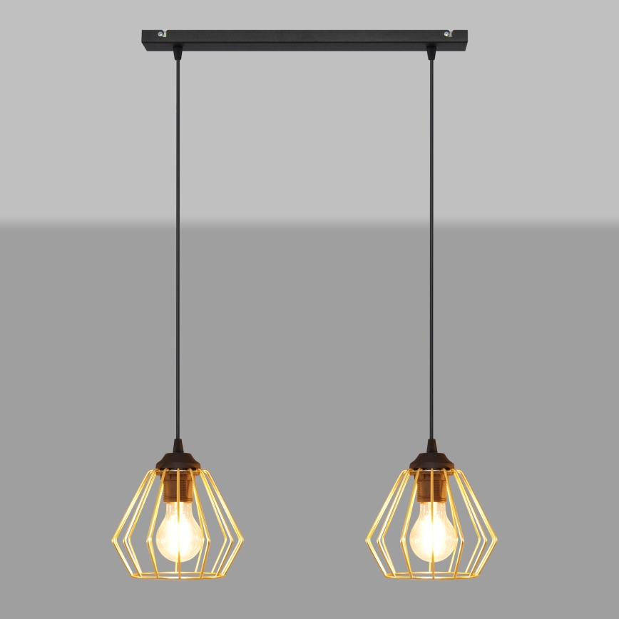 Пендел AGAT 2xE27/15W/230V златист/черен