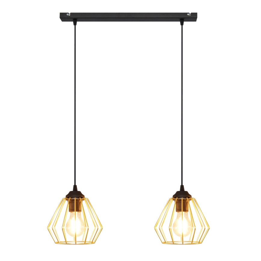 Пендел AGAT 2xE27/15W/230V златист/черен