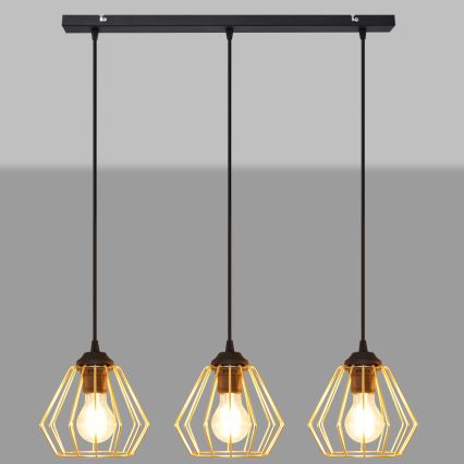Пендел AGAT 3xE27/15W/230V златист/черен