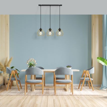 Пендел AGAT 3xE27/15W/230V златист/черен