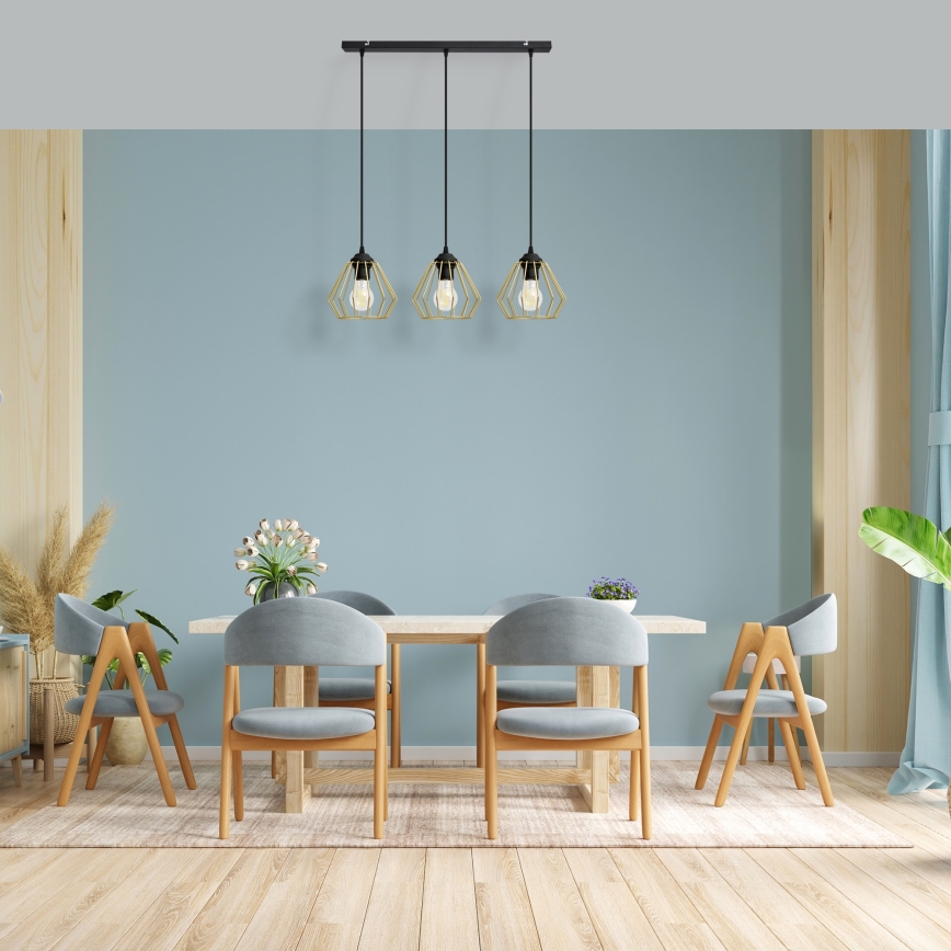 Пендел AGAT 3xE27/15W/230V златист/черен