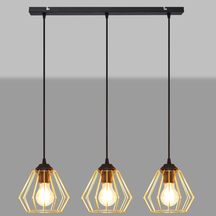 Пендел AGAT 3xE27/15W/230V златист/черен