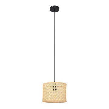 Пендел ALBA 1xE27/15W/230V Ø 20 cm ратан/черен